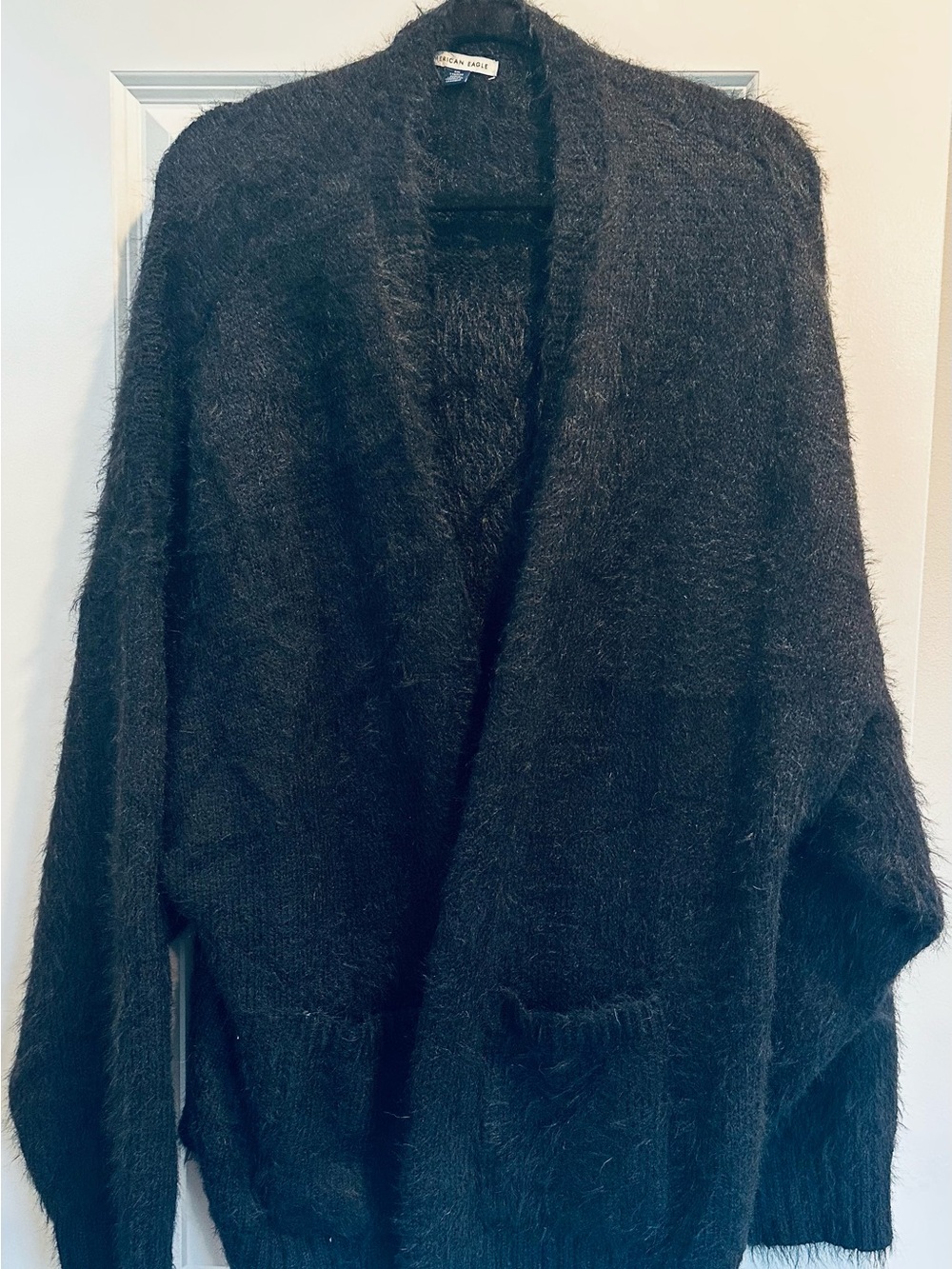American Eagle Outfitters Black Mohair Open-Front oversized Women's Sweater